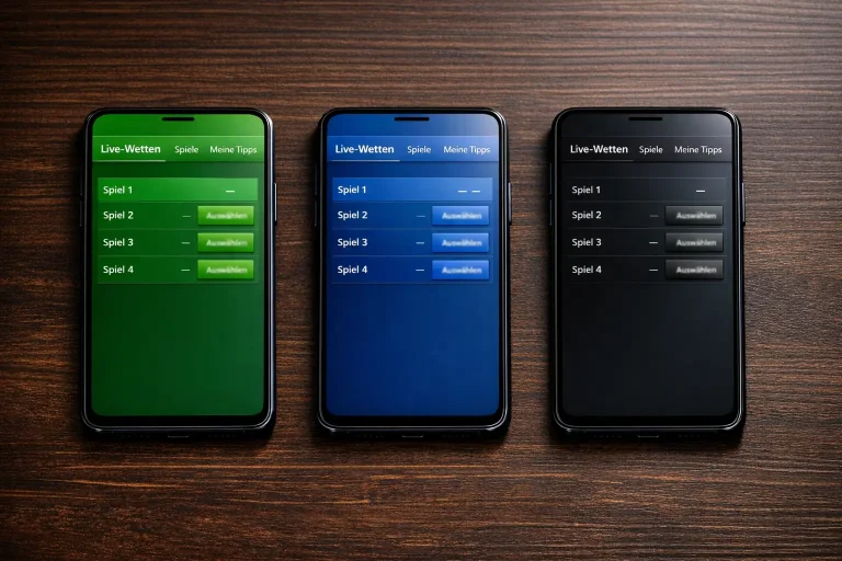 Mehrere Smartphones nebeneinander zeigen verschiedene Wettanbieter-Quoten